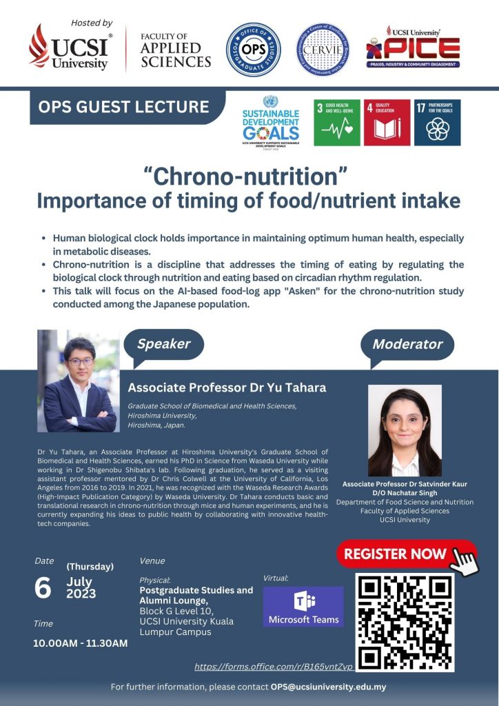 “Chrono-nutrition” Importance of timing of food/nutrient intake
