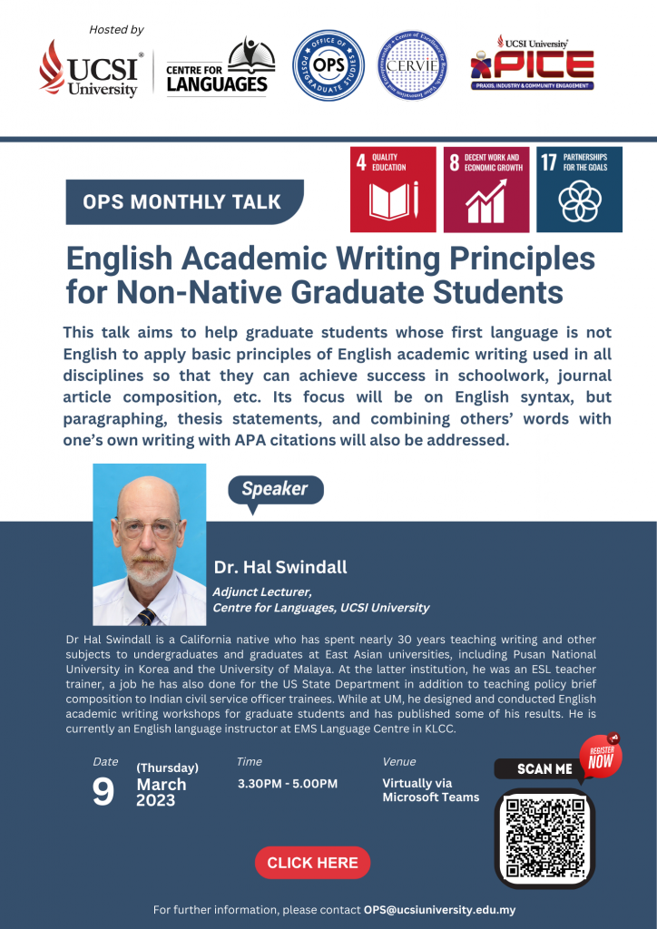 English Academic Writing Principles for Non-Native Graduate Students