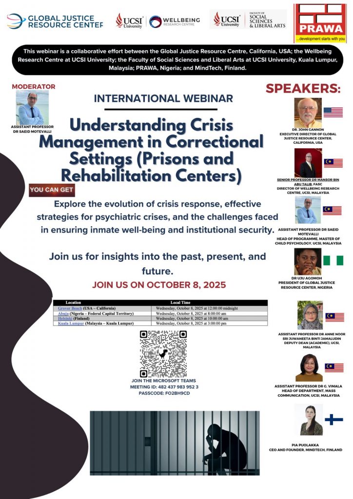 International Webinar on Understanding Crisis Management in Correctional Settings (Prisons and Rehabilitation Centers)